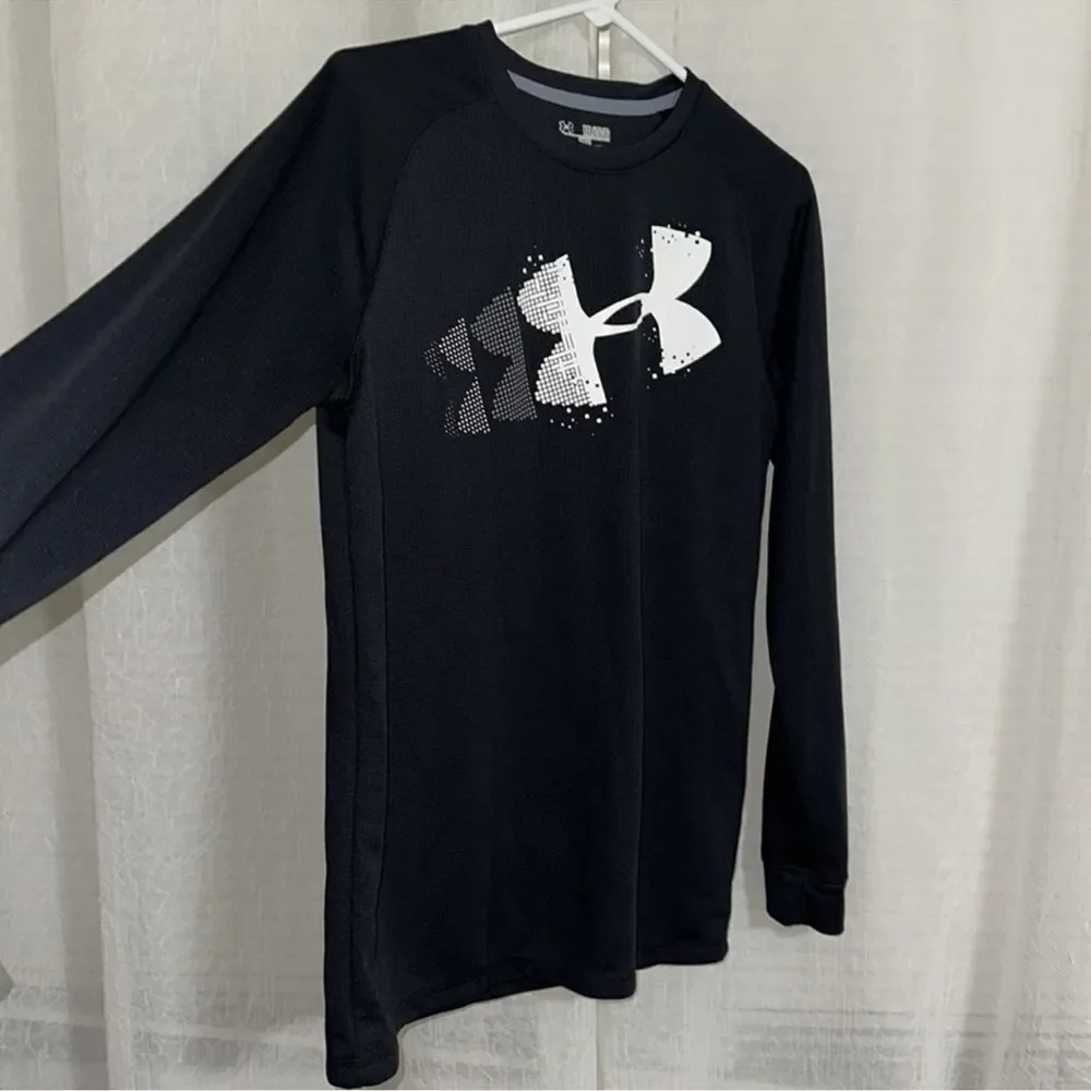 Under Armour YXL Black Crew Long Sleeve Athletic Thermal Jersey Loose Fit
